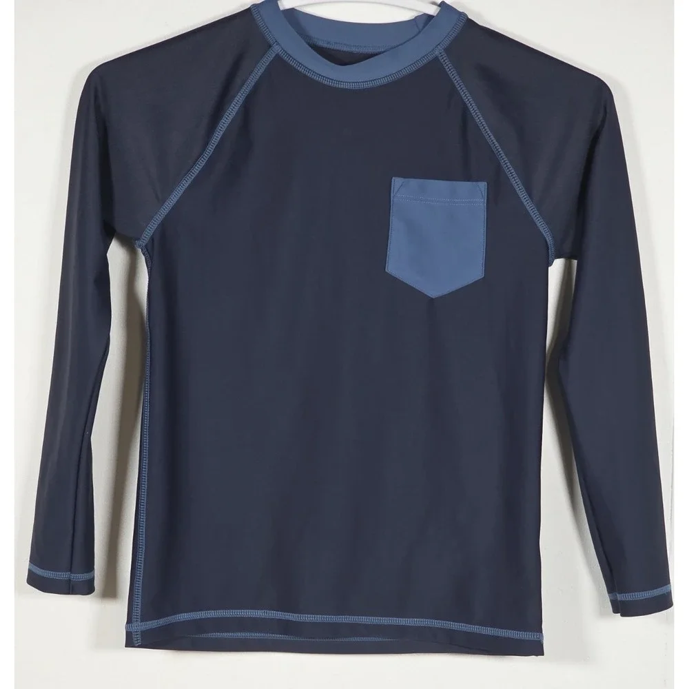 Crewcuts Unisex Rash Guard Long Sleeve UPF 50+ Size Small Blue Swimwear Shirt